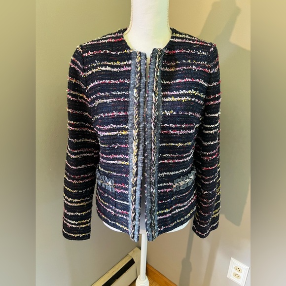 Fringe Tweed Jacket Talbots Sz 8 - Picture 4 of 11